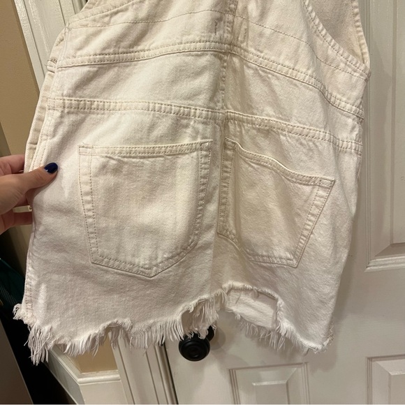 Free People White Overall Mini Dress Torn Up Jumper Distressed Size 2 - Picture 5 of 9
